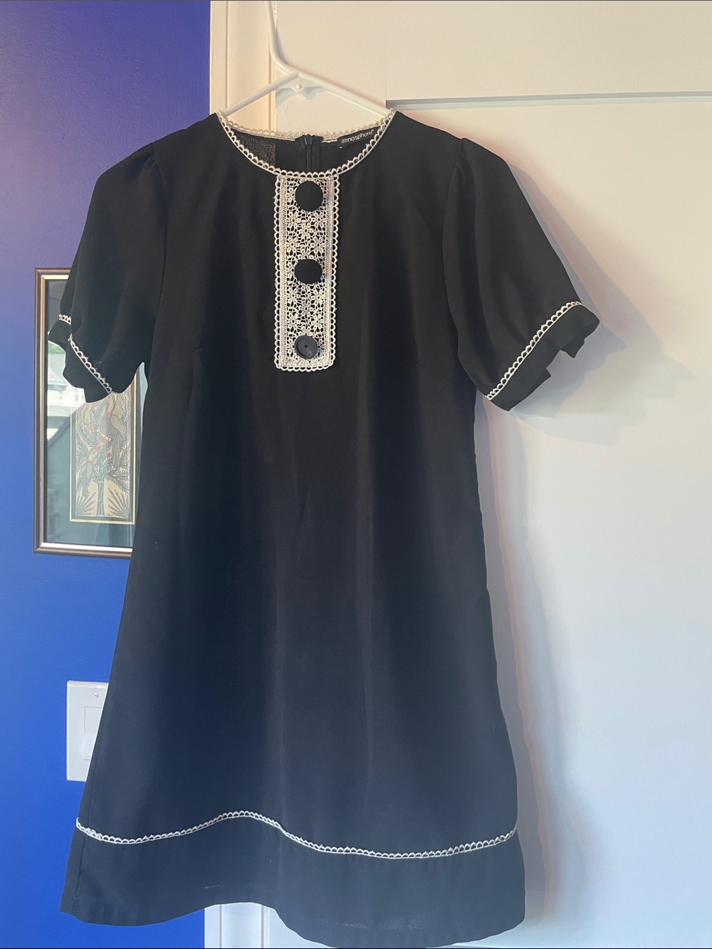 Atmosphere Black Shift Dress with White Trim